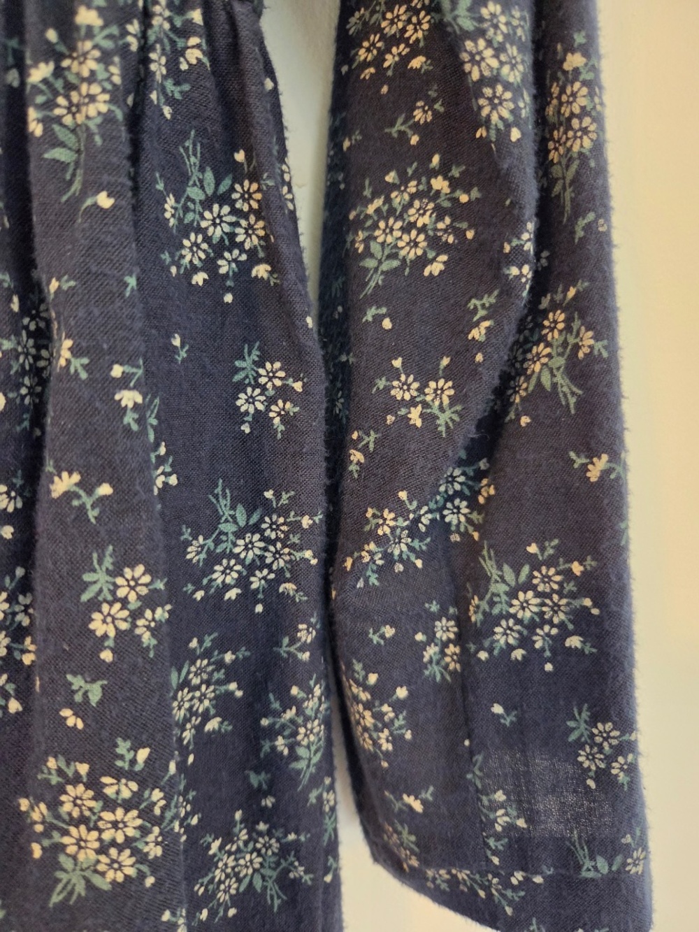 Navy/white floral dress S/M Peter Pan collar button down bodice cottage core - Picture 6 of 10